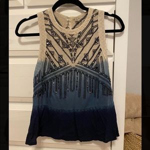 Ombré Tan and Blue Top